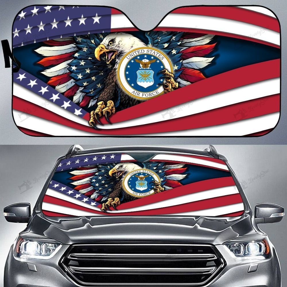 Unifinz Veteran Car Sun Shade United States Air Force Eagle Windshield