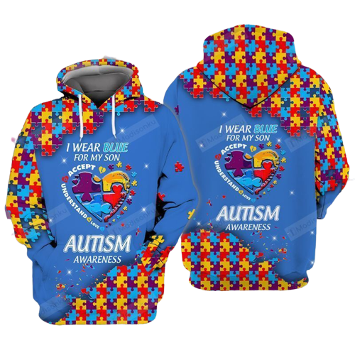 Autism Hoodie I Wear Blue For My Son Autism Awareness Blue Hoodie
