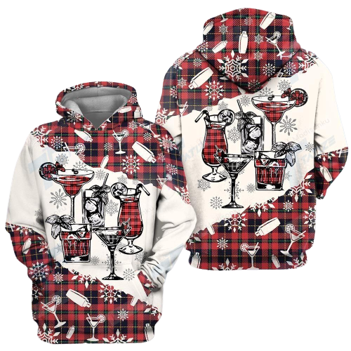 Bartender Hoodie Bartender Drinks Christmas Plaid Black Red Hoodie