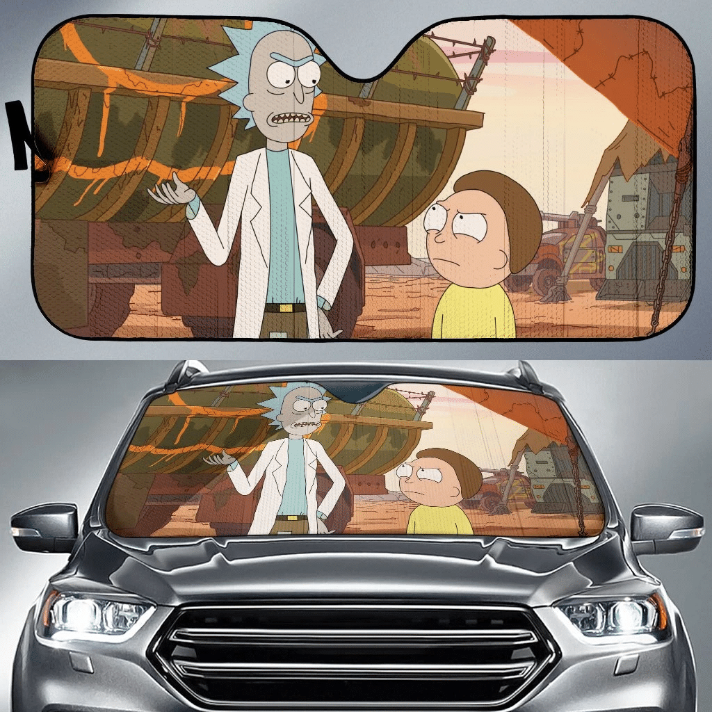 Rick And Morty Windshield Shade Rick And Morty Landfills Car Sun Shade Rick And Morty Car Sun Shade