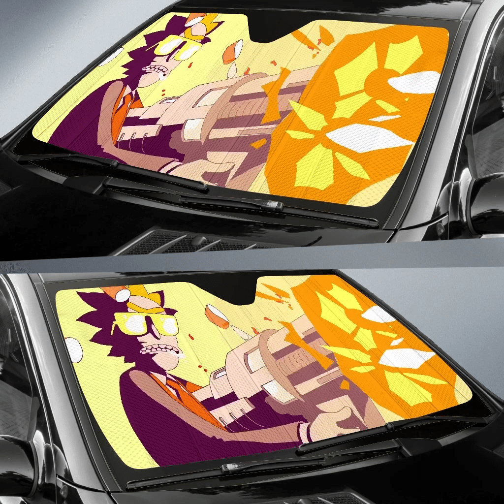 Rick And Morty Windshield Shade Rick Sanchez Shooting Gun Car Sun Shade Rick And Morty Car Sun Shade