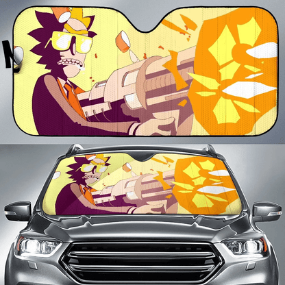 Rick And Morty Windshield Shade Rick Sanchez Shooting Gun Car Sun Shade Rick And Morty Car Sun Shade