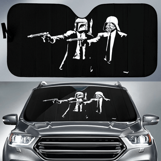 SW Windshield Shade Darth Vader And Mandalorian Gangster Guns Car Sun Shade SW Car Sun Shade