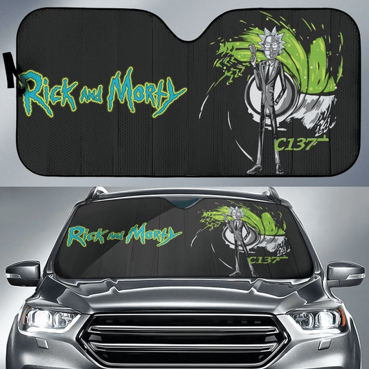 Rick And Morty Windshield Shade Rick Sanchez As James Bond Cartoon Car Sun Shade Rick And Morty Car Sun Shade