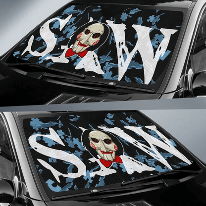 Horror Windshield Shade Saw Jigsaw Face Puzzle Car Sun Shade Horror Car Sun Shade