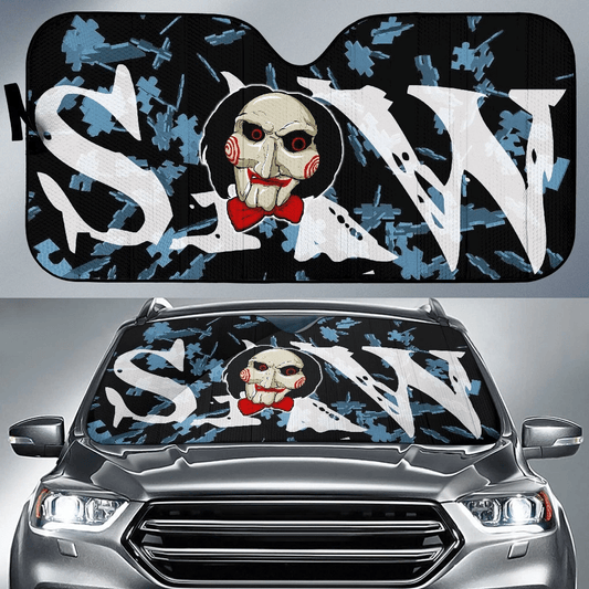 Horror Windshield Shade Saw Jigsaw Face Puzzle Car Sun Shade Horror Car Sun Shade