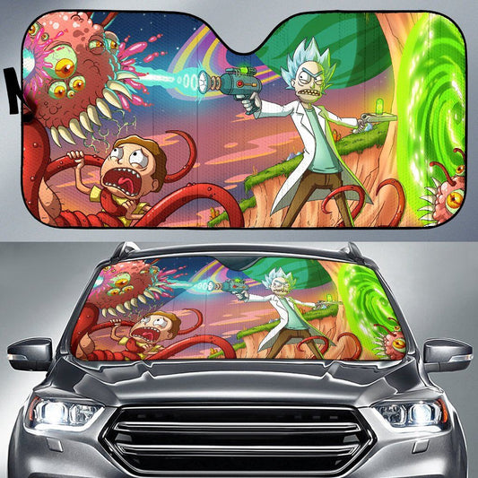 Rick And Morty Windshield Shade Rick And Morty Fighting Monster Car Sun Shade Rick And Morty Car Sun Shade