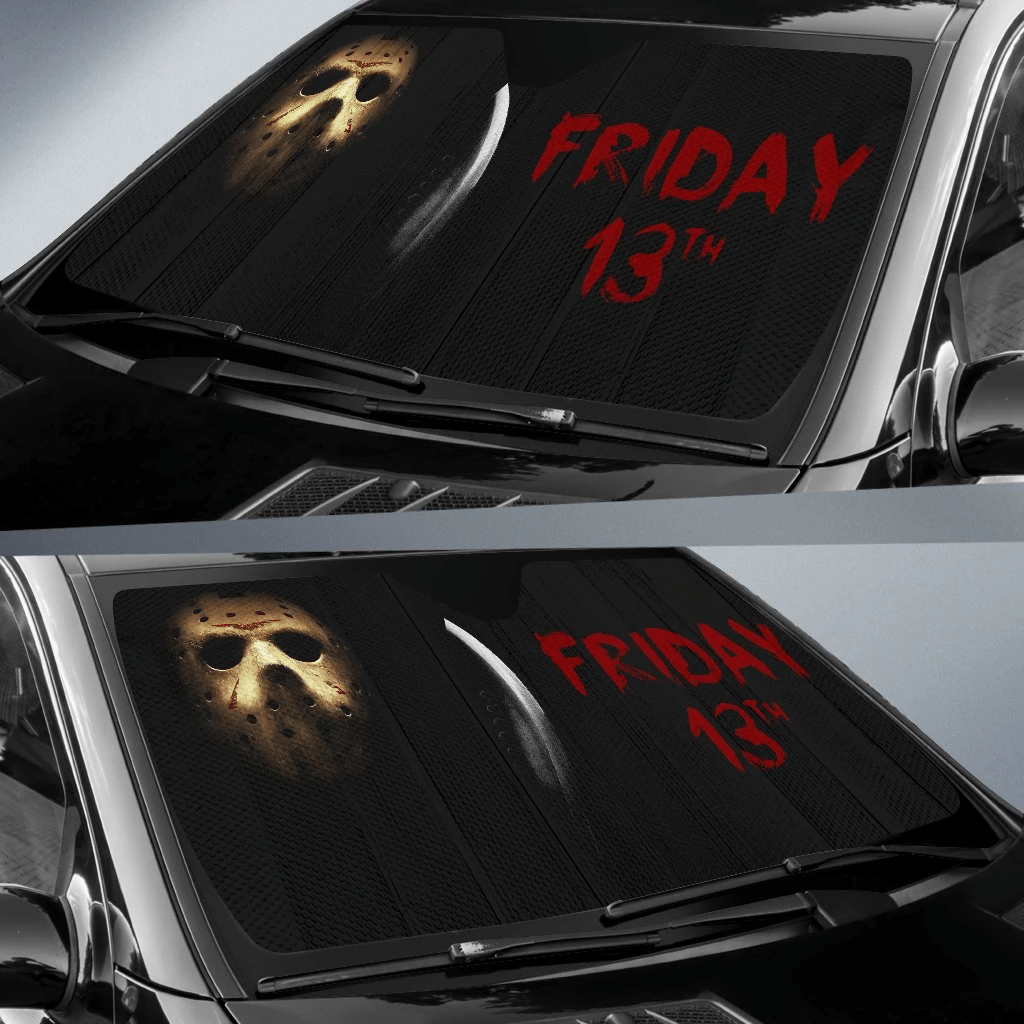 Horror Friday The 13th Windshield Shade Jason Voorhees Mask In The Dark Car Sun Shade Horror Friday The 13th Car Sun Shade