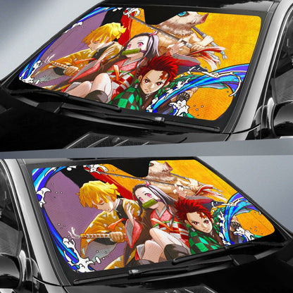 Demon Slayer Windshield Shade Tanjiro And Friends Car Sun Shade Demon Slayer Car Sun Shade