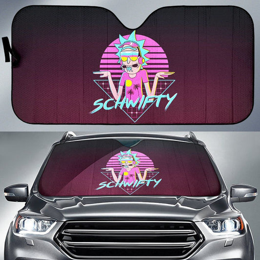 Rick And Morty Windshield Shade Rick Sanchez Schwifty Retrowave Car Sun Shade Rick And Morty Car Sun Shade