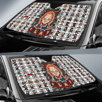 Horror Windshield Shade Chucky Game Wanna Play Horror Characters Game Mode Patterns Car Sun Shade Horror Car Sun Shade