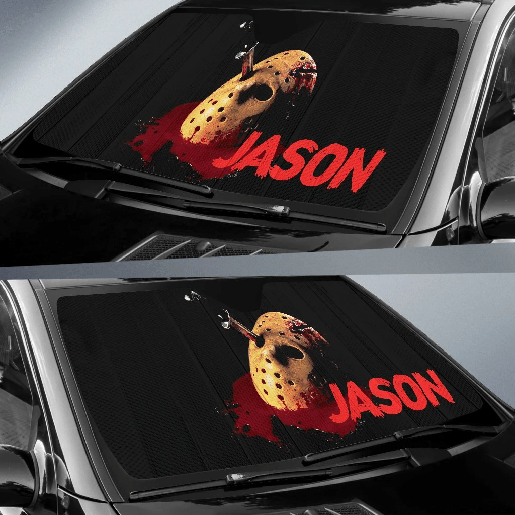 Horror Windshield Shade Knife On Jason Mask Car Sun Shade Horror Car Sun Shade