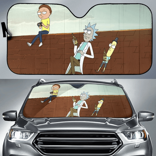 Rick And Morty Windshield Shade Rick And Morty And Mr Poopybutthole Car Sun Shade Rick And Morty Car Sun Shade