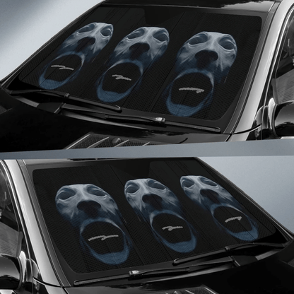 Horror Windshield Shade Scary Soul Face White Fabric Car Sun Shade Horror Car Sun Shade