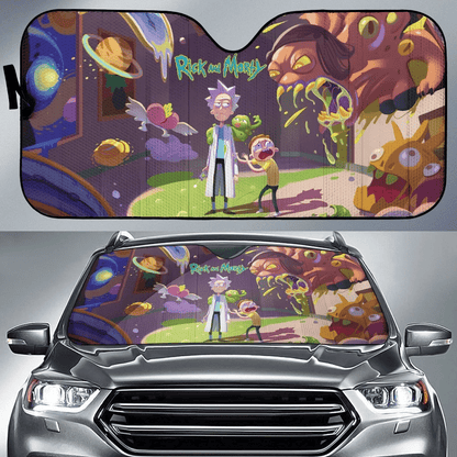 Rick And Morty Windshield Shade Rick And Morty In Scary World Car Sun Shade Rick And Morty Car Sun Shade