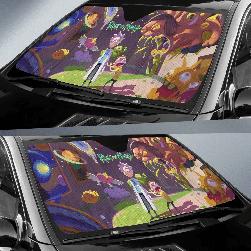 Rick And Morty Windshield Shade Rick And Morty In Scary World Car Sun Shade Rick And Morty Car Sun Shade