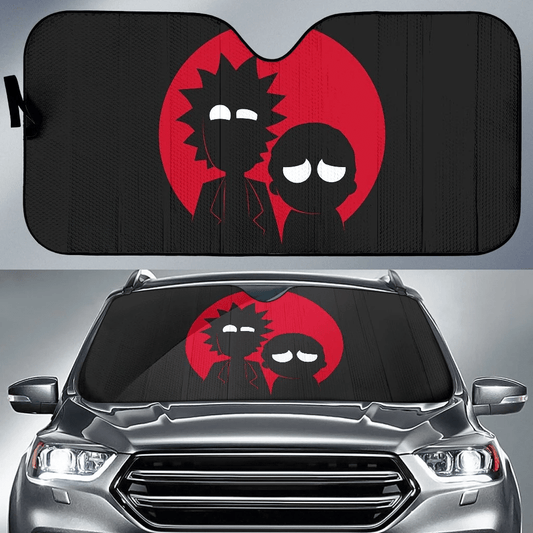 Rick And Morty Windshield Shade Drunk Face Black Red Car Sun Shade Rick And Morty Car Sun Shade