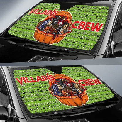 Horror Windshield Shade Villains Crew In Pumpkin Green Patterns Car Sun Shade Horror Car Sun Shade