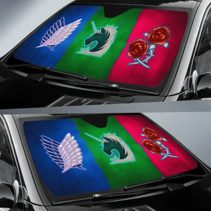 Attack On Titan Windshield Shade Scouting Legion Military Police Stationary Guard Car Sun Shade Attack On Titan Car Sun Shade