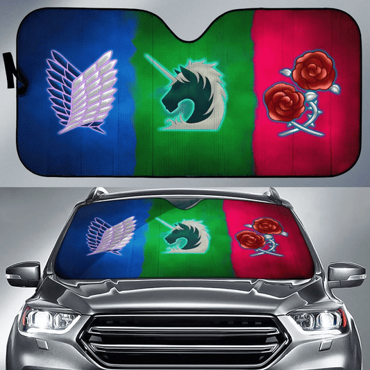 Attack On Titan Windshield Shade Scouting Legion Military Police Stationary Guard Car Sun Shade Attack On Titan Car Sun Shade