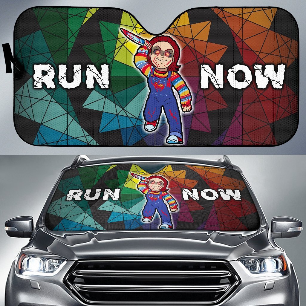 Horror Chucky Windshield Shade Chucky Doll Run Now Mosaic Glass Car Sun Shade Horror Chucky Car Sun Shade