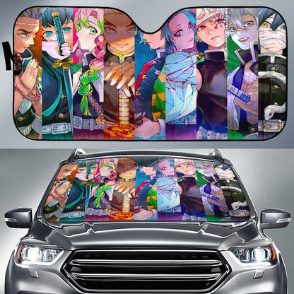 Demon Slayer Windshield Shade All Hashira Car Sun Shade Demon Slayer Car Sun Shade