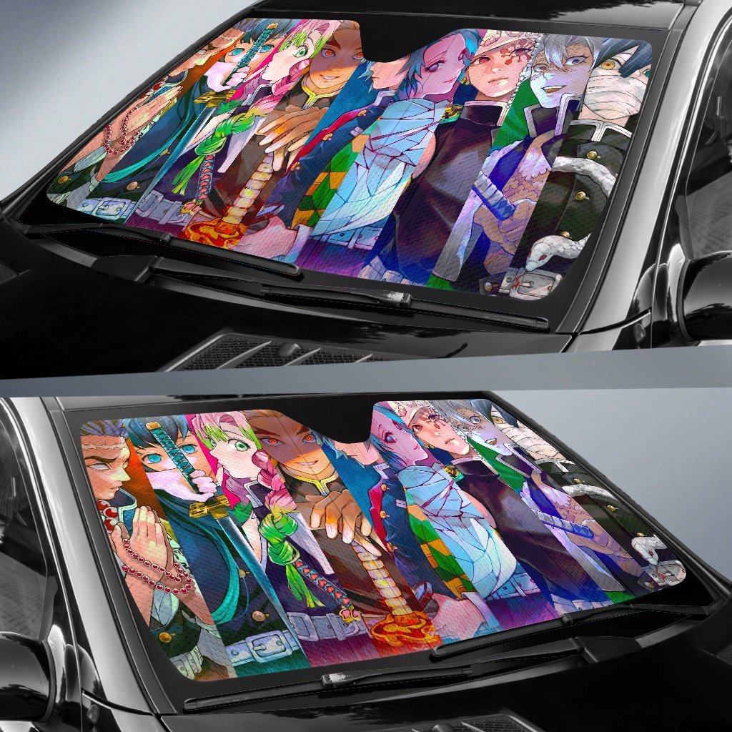 Demon Slayer Windshield Shade All Hashira Car Sun Shade Demon Slayer Car Sun Shade