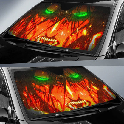 Attack On Titan Windshield Shade Angry Titan Car Sun Shade Attack On Titan Car Sun Shade