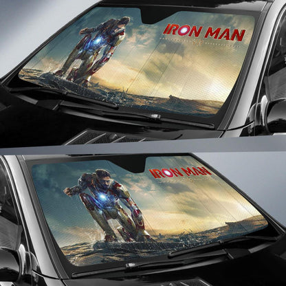 MV Ironman Windshield Shade Tony Stark Iron Man Kneeling Car Sun Shade MV Ironman Car Sun Shade