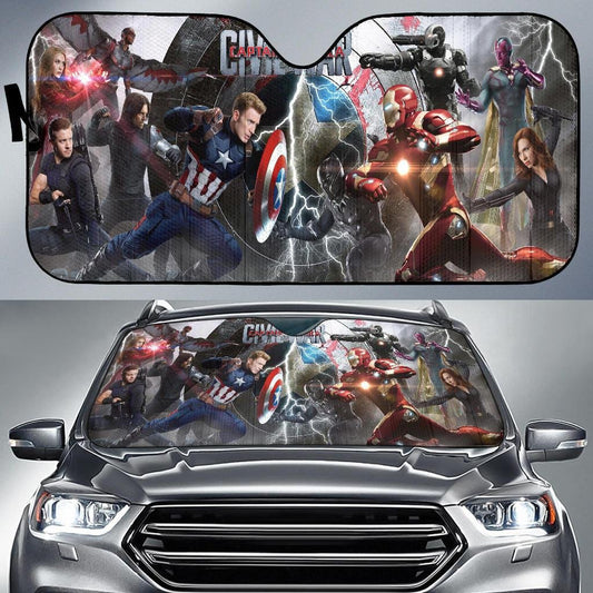 MV Windshield Shade Avengers Civil War Team Captain American Team Ironman Car Sun Shade MV Car Sun Shade