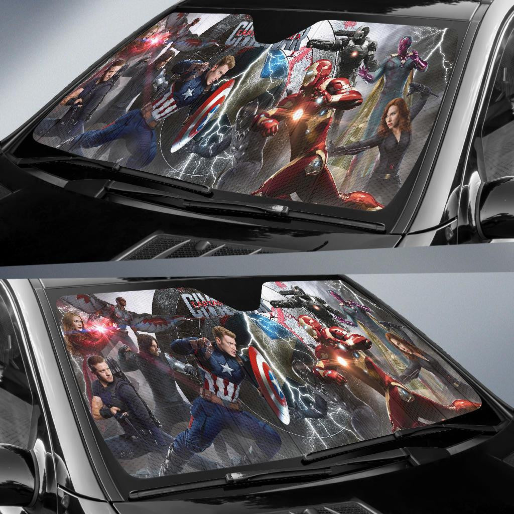 MV Windshield Shade Avengers Civil War Team Captain American Team Ironman Car Sun Shade MV Car Sun Shade