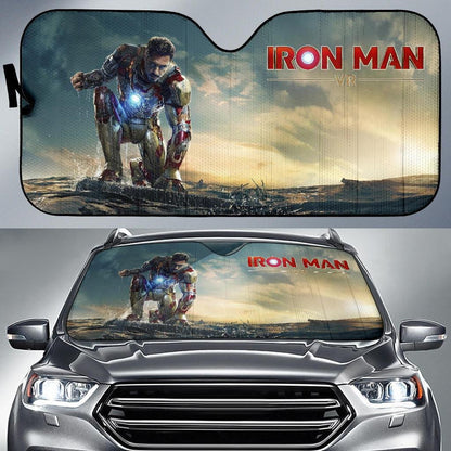 MV Ironman Windshield Shade Tony Stark Iron Man Kneeling Car Sun Shade MV Ironman Car Sun Shade