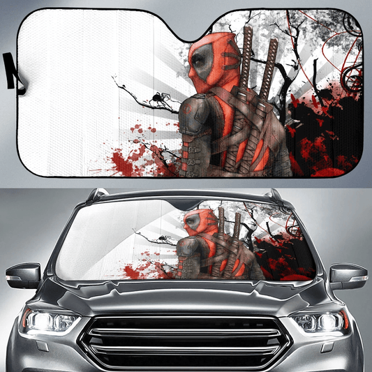 MV Deapool Windshield Shade Deadpool Cool Art Car Sun Shade MV Deapool Car Sun Shade