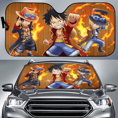 One Piece Windshield Shade One Piece Monkey D Luffy Fire Car Sun Shade One Piece Car Sun Shade