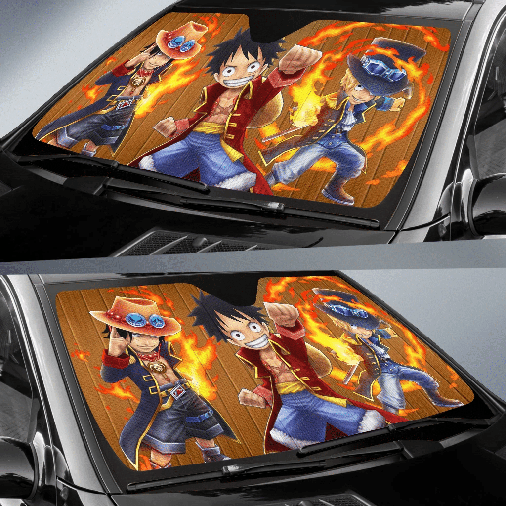 One Piece Windshield Shade One Piece Monkey D Luffy Fire Car Sun Shade One Piece Car Sun Shade