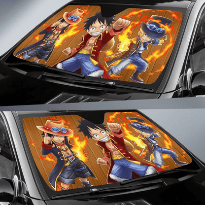 One Piece Windshield Shade One Piece Monkey D Luffy Fire Car Sun Shade One Piece Car Sun Shade