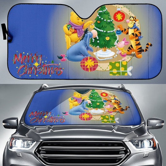 DN Winnie The Pooh Windshield Shade Merry Christmas Winnie The Pooh And Friends Car Sun Shade DN Winnie The PoohCar Sun Shade