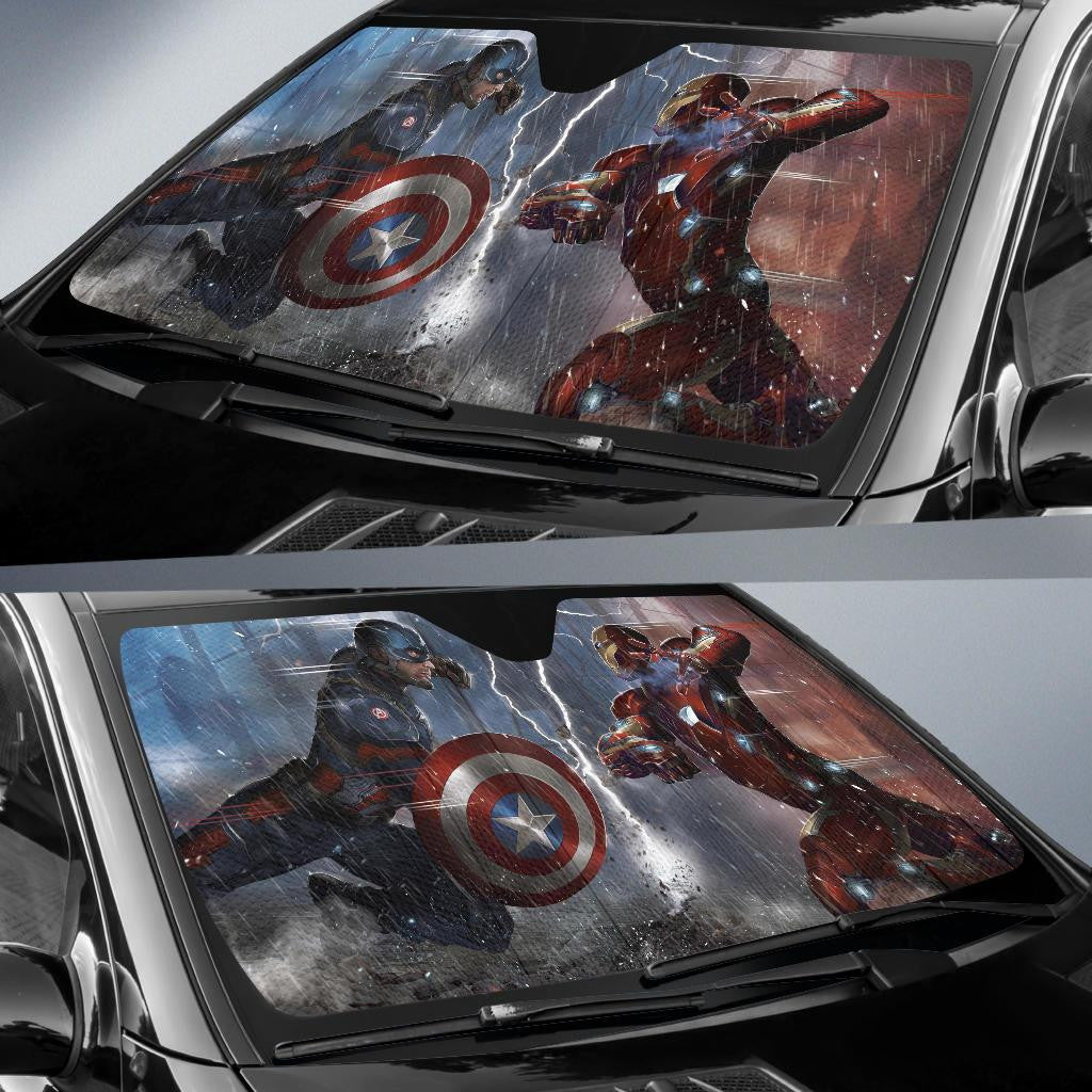 MV Windshield Shade MV Civil War Captain America And Ironman Car Sun Shade MV Car Sun Shade