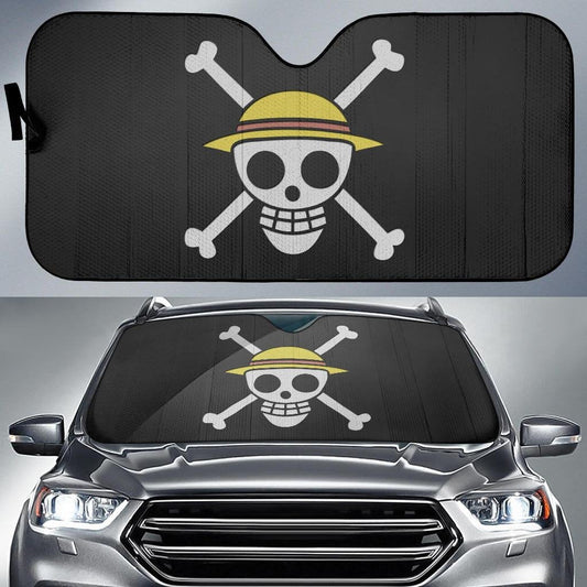 One Piece Windshield Shade One Piece Straw Hat Pirate Skull Symbol Car Sun Shade One Piece Car Sun Shade