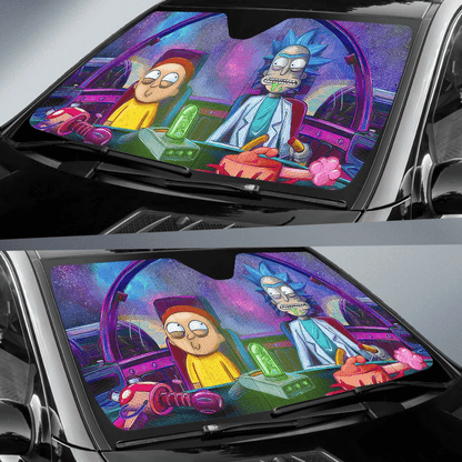 Rick and Morty Windshield Shade Rick And Morty In Space Painting Car Sun Shade Rick and Morty Car Sun Shade