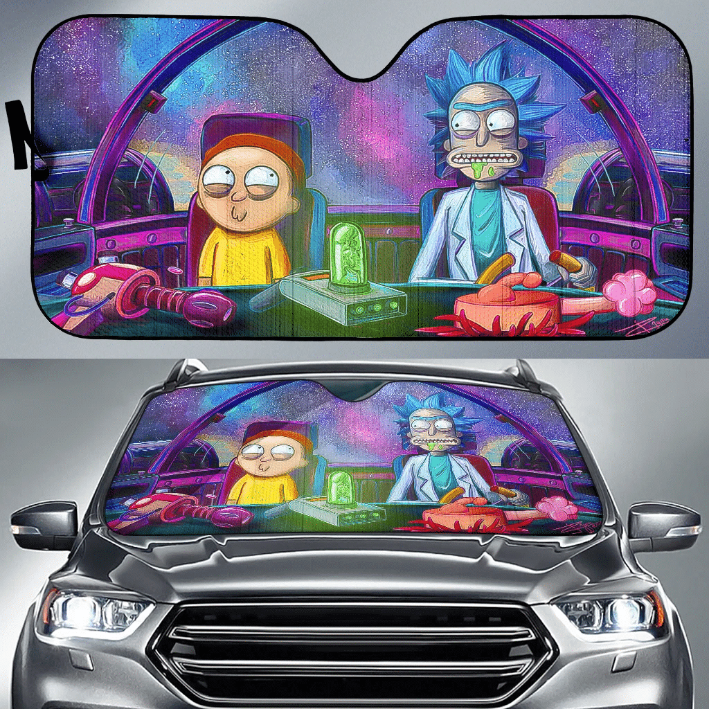 Rick and Morty Windshield Shade Rick And Morty In Space Painting Car Sun Shade Rick and Morty Car Sun Shade