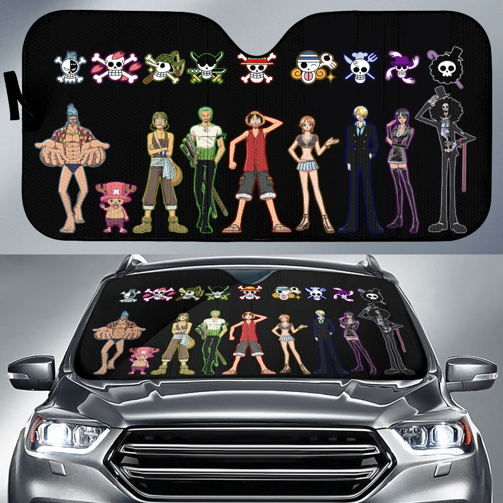 One Piece Windshield Shade One Piece Team Member Skull Symbol Car Sun Shade One Piece Car Sun Shade