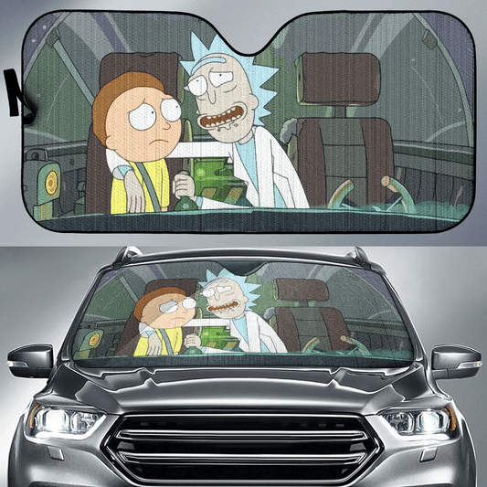 Rick And Morty Windshield Shade Rick And Morty In Spaceship Car Sun Shade Rick And Morty Car Sun Shade