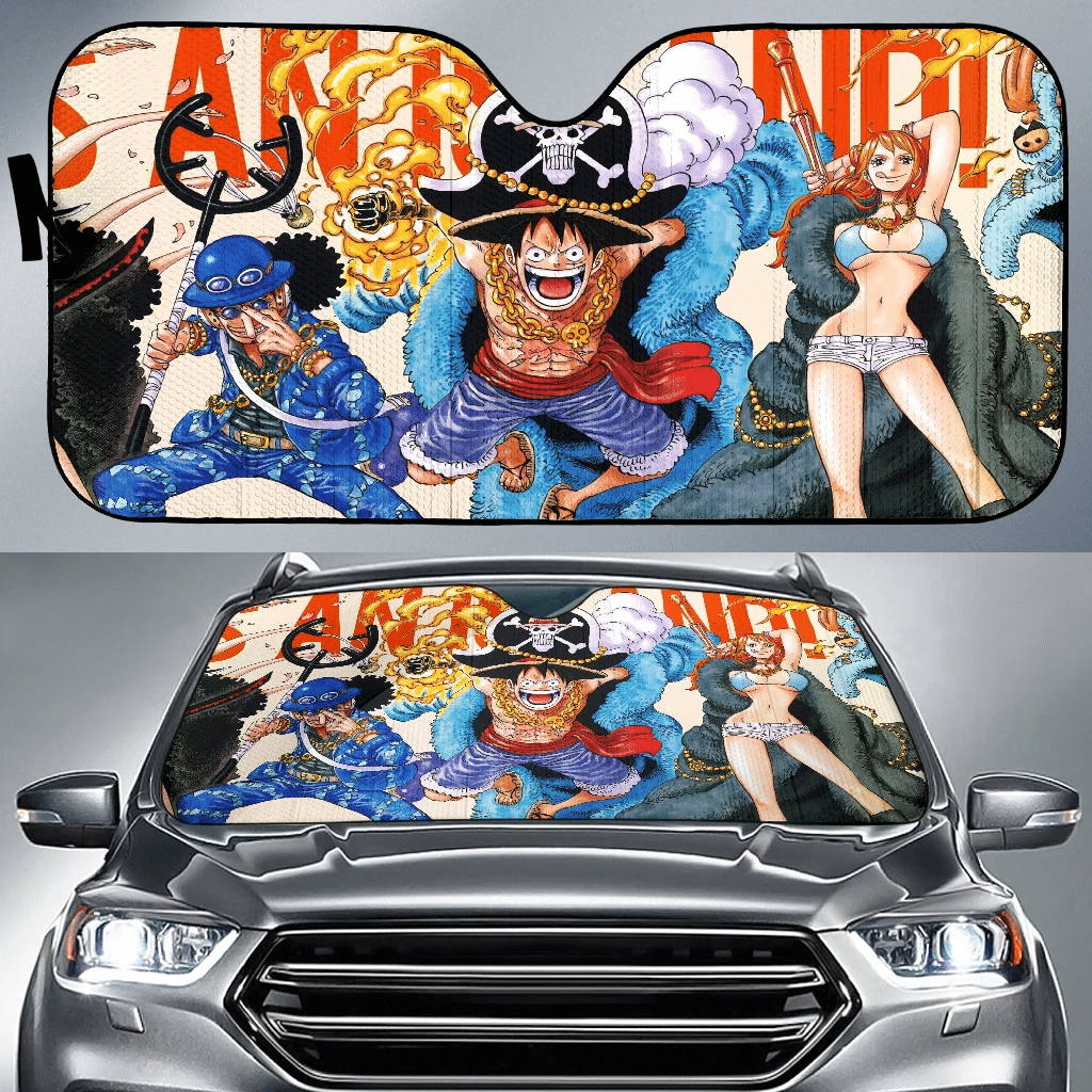 One Piece Windshield Shade One Piece Team Luffy The Pirate King Car Sun Shade One Piece Car Sun Shade