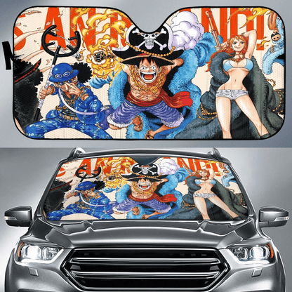 One Piece Windshield Shade One Piece Team Luffy The Pirate King Car Sun Shade One Piece Car Sun Shade