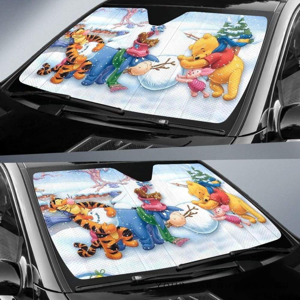 DN Winnie The Pooh Windshield Shade Pooh With Friends On Winter Car Sun Shade DN Winnie The Pooh Car Sun Shade