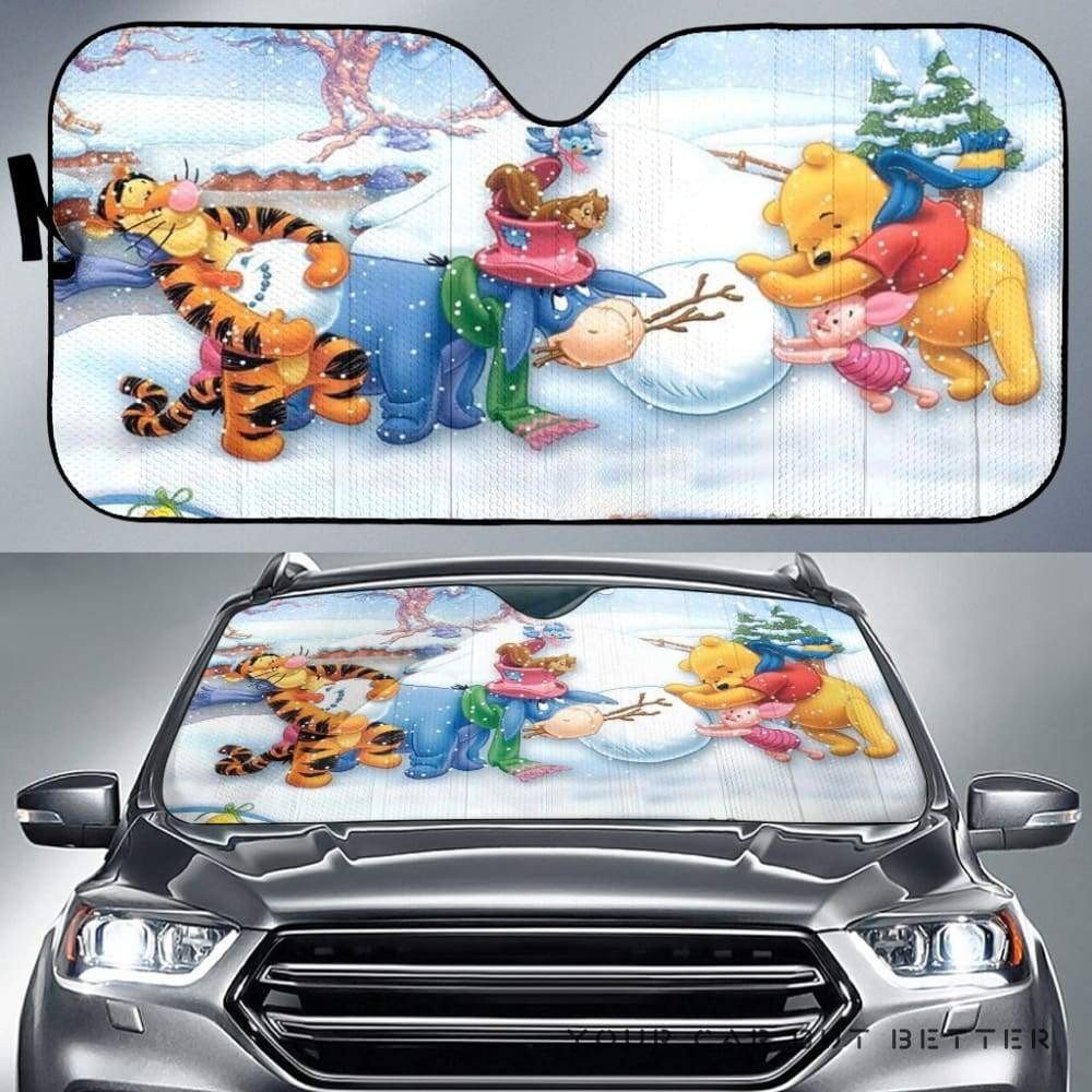 DN Winnie The Pooh Windshield Shade Pooh With Friends On Winter Car Sun Shade DN Winnie The Pooh Car Sun Shade