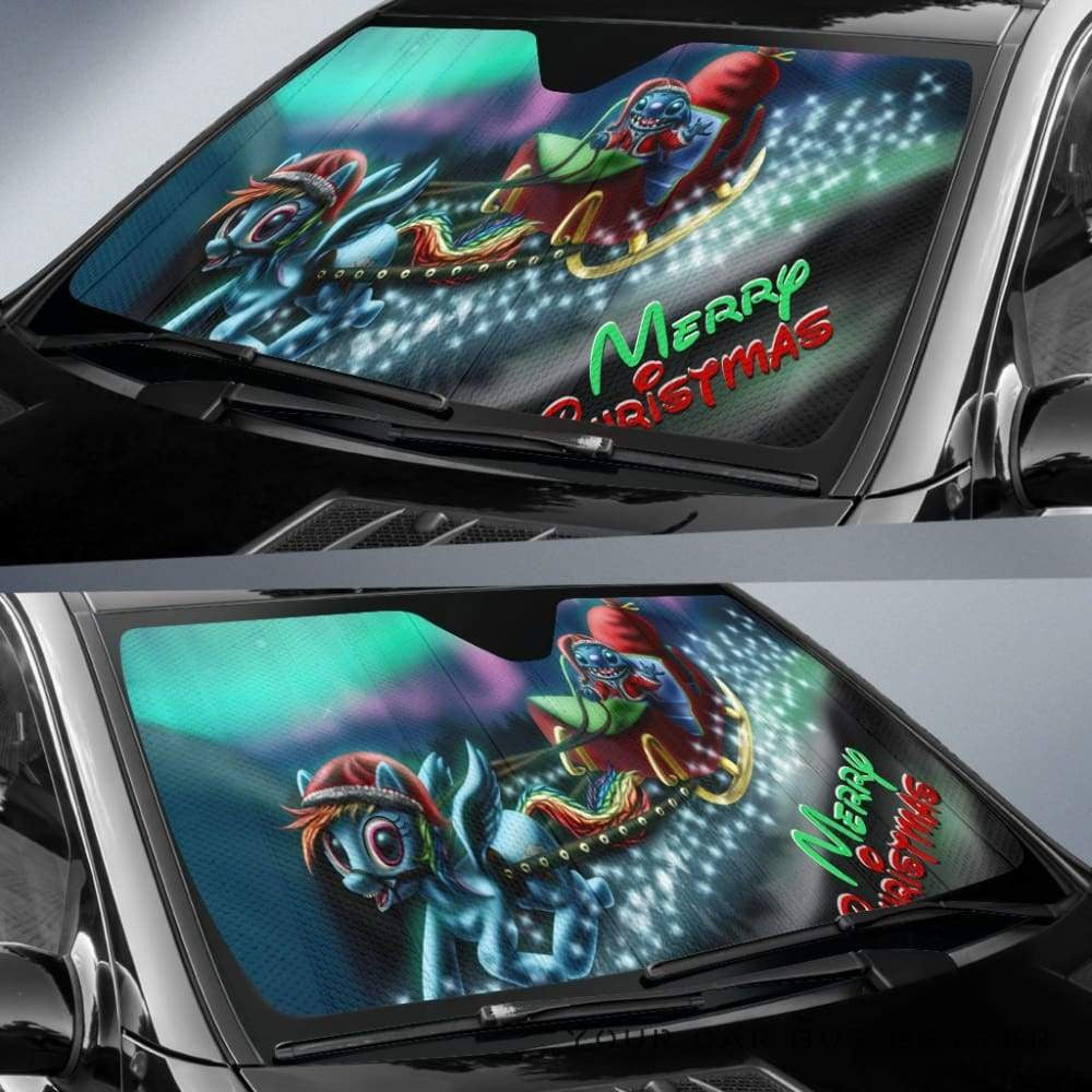 DN Stitch Windshield Shade DN Stitch Santa Claus Merry Christmas Car Sun Shade DN Stitch Car Sun Shade