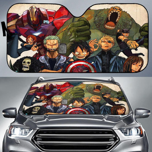 One Piece Windshield Shade One Piece Team Cross Over Avengers Car Sun Shade One Piece Car Sun Shade