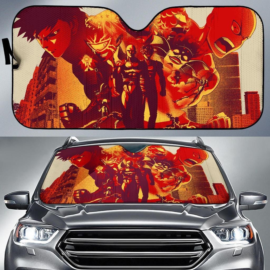 One Punch Man Windshield Shade Saitama Genos Heroes Car Sun Shade One Punch Man Car Sun Shade